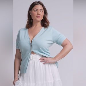 Talbots Kelly Half Sleeve Short Sleeve Summer Sweater in Mint/Aqua Blue Sz Small